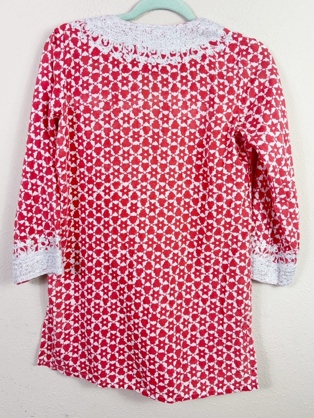 Roberta roller rabbit orange white floral pattern coverup dress size small - Picture 2 of 9